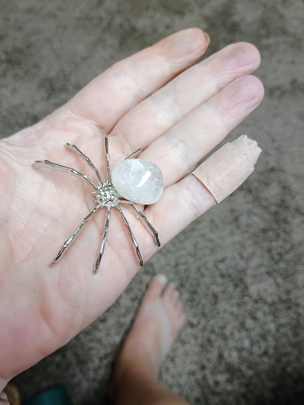 Clear Quartz Silver Spider